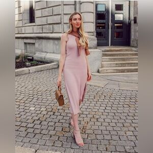 The Drop Women's Gabriela High Neck Cut-in A-line Side-Slit Maxi Dress NWT